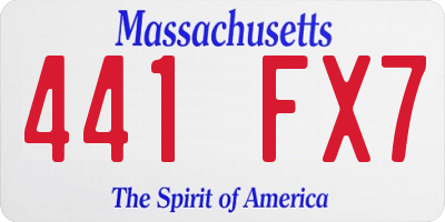 MA license plate 441FX7