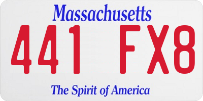 MA license plate 441FX8