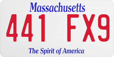 MA license plate 441FX9