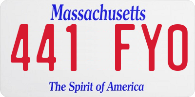 MA license plate 441FY0