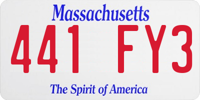 MA license plate 441FY3