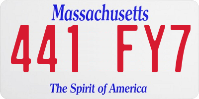 MA license plate 441FY7