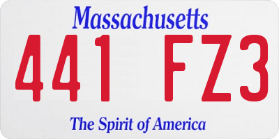 MA license plate 441FZ3