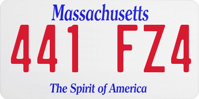 MA license plate 441FZ4