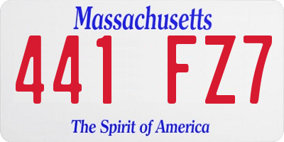 MA license plate 441FZ7