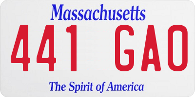 MA license plate 441GA0