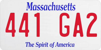 MA license plate 441GA2