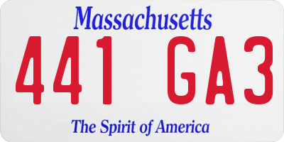 MA license plate 441GA3