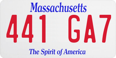 MA license plate 441GA7