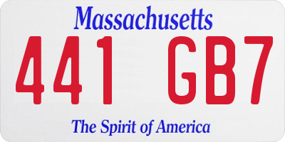 MA license plate 441GB7