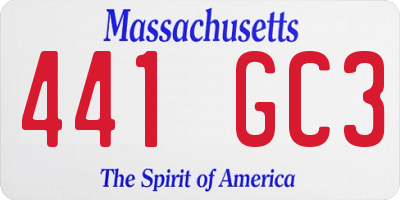 MA license plate 441GC3