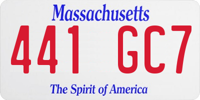 MA license plate 441GC7