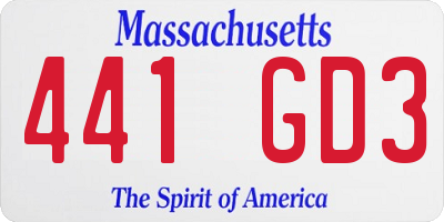 MA license plate 441GD3