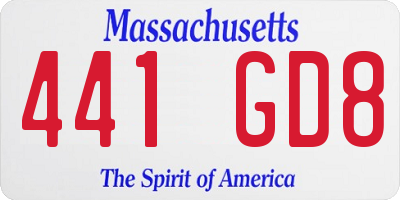 MA license plate 441GD8
