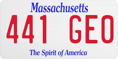 MA license plate 441GE0