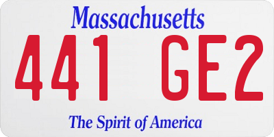 MA license plate 441GE2