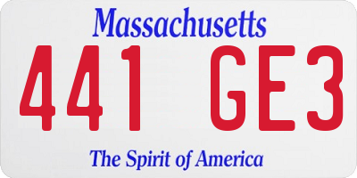 MA license plate 441GE3