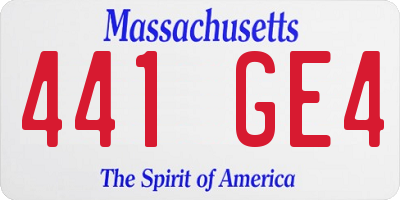 MA license plate 441GE4
