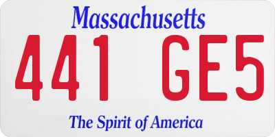 MA license plate 441GE5