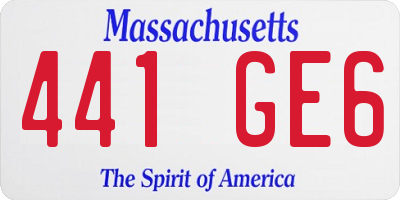 MA license plate 441GE6