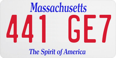 MA license plate 441GE7