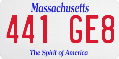 MA license plate 441GE8