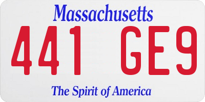 MA license plate 441GE9