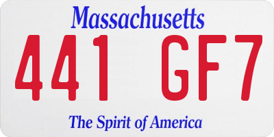 MA license plate 441GF7