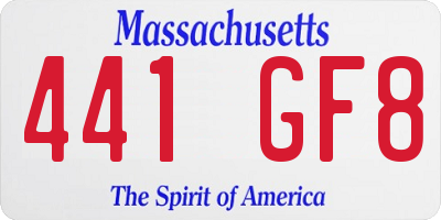 MA license plate 441GF8