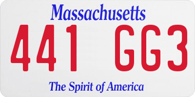 MA license plate 441GG3