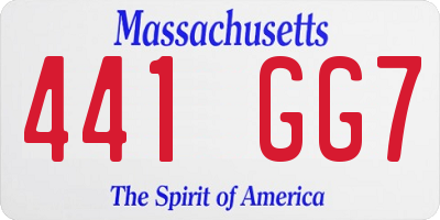 MA license plate 441GG7