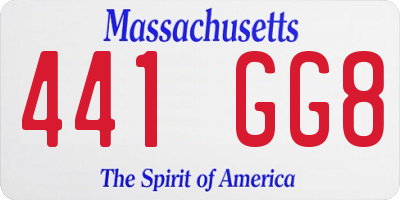 MA license plate 441GG8