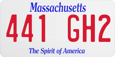 MA license plate 441GH2