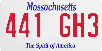 MA license plate 441GH3