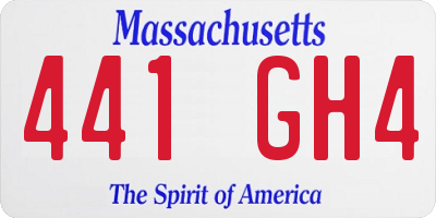 MA license plate 441GH4