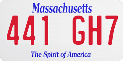 MA license plate 441GH7