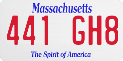MA license plate 441GH8