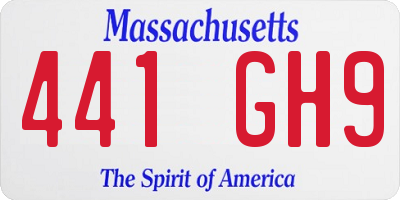 MA license plate 441GH9