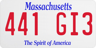 MA license plate 441GI3