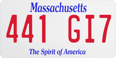 MA license plate 441GI7