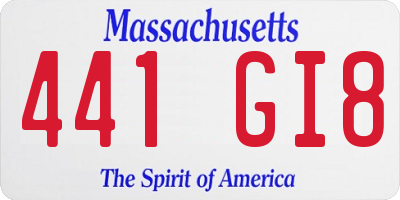 MA license plate 441GI8
