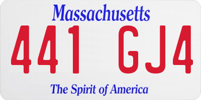 MA license plate 441GJ4