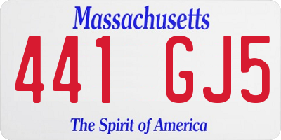 MA license plate 441GJ5