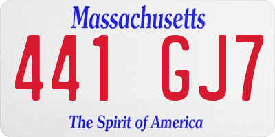 MA license plate 441GJ7