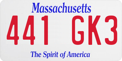 MA license plate 441GK3