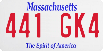 MA license plate 441GK4