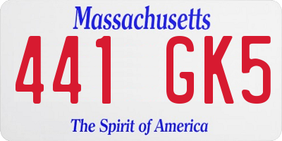 MA license plate 441GK5