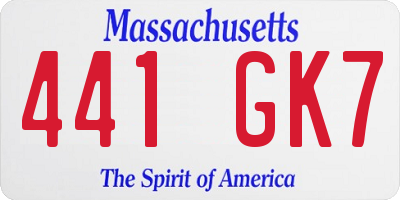MA license plate 441GK7