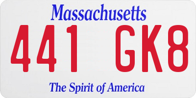MA license plate 441GK8