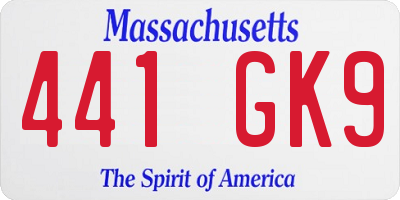 MA license plate 441GK9